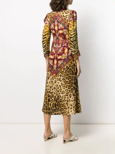 Shop Etro Leopard-print Midi Dress In Brown