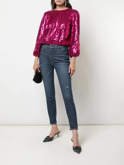 Shop Alice And Olivia Avila Sequinned Top In Pink