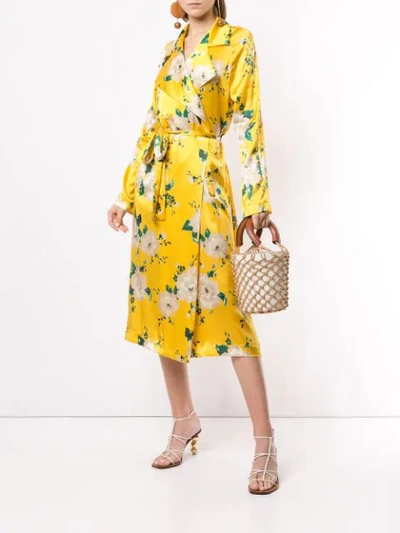 Shop We Are Leone Tallullah Floral Wrap Dress In Yellrof