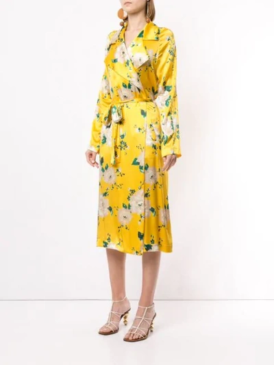 Shop We Are Leone Tallullah Floral Wrap Dress In Yellrof