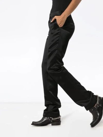 Shop Helmut Lang Tuxedo Satin Trousers In Black
