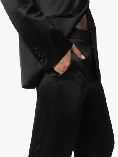Shop Helmut Lang Tuxedo Satin Trousers In Black