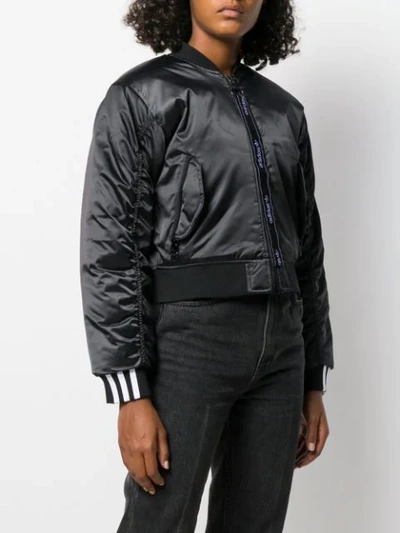 Shop Adidas Originals Cropped Bomber Jacket In Black