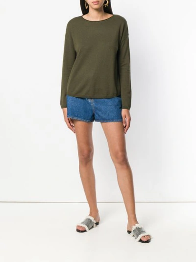 Shop Aspesi Round Neck Sweater - Green