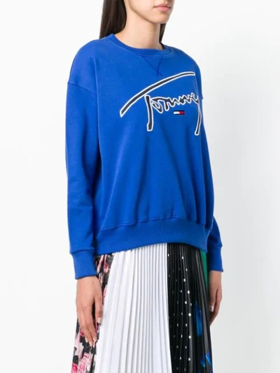 Shop Tommy Jeans Logo Embroidered Sweatshirt - Blue