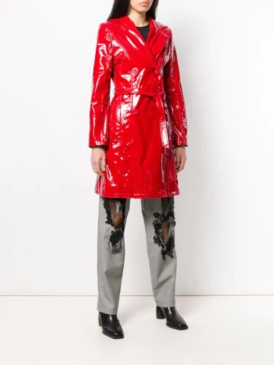 Shop Almaz Patent Trench Coat In Red