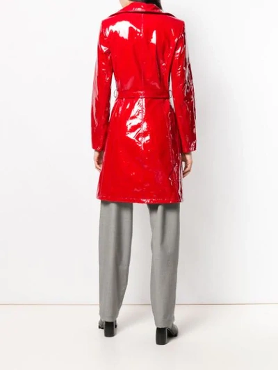 Shop Almaz Patent Trench Coat In Red