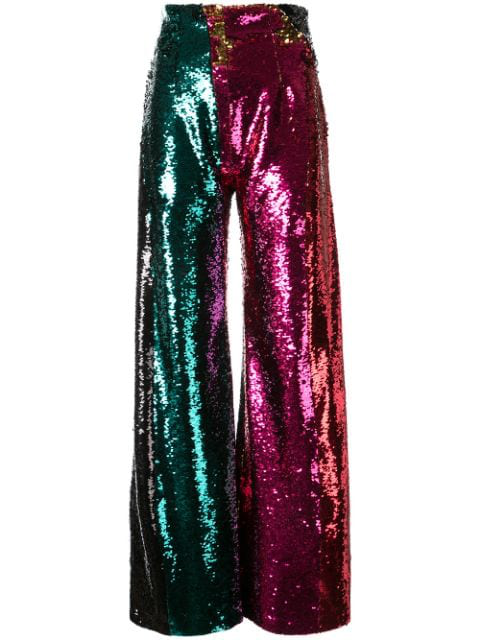 16Arlington Colour-Block Sequinned Trousers In Blk/Grn/Red/Pnk | ModeSens