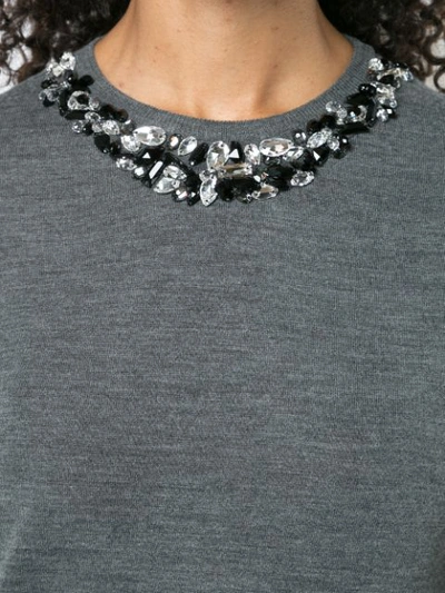 Shop Jason Wu Collection Embellished Round Neck Top - Grey
