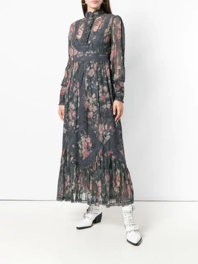 Shop Zimmermann Floral Print Maxi Dress In Grey
