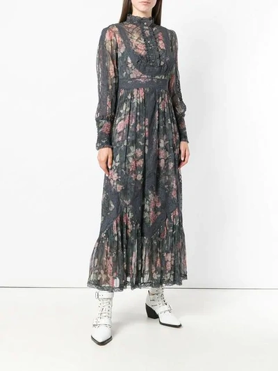 Shop Zimmermann Floral Print Maxi Dress In Grey