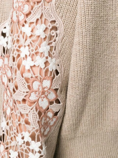Shop See By Chloé Crochet Embroidered Cardigan In Neutrals