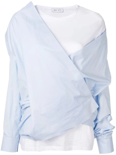 Shop Act N°1 Layered Wrap Blouse In Blue