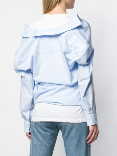 Shop Act N°1 Layered Wrap Blouse In Blue