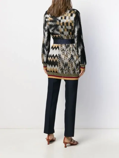 Shop Missoni Patterned V-neck Cardigan In Grey