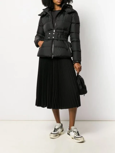 Shop Moncler Don Belted Short Jacket In Black