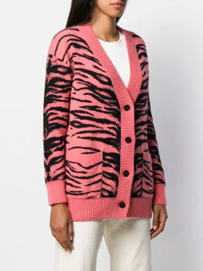 Shop Laneus Zebra Pattern Cardigan In Pink