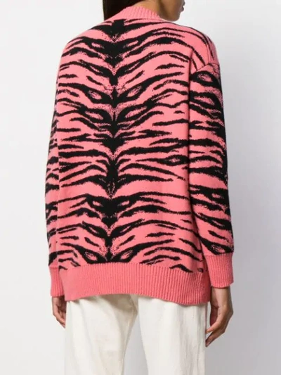 Shop Laneus Zebra Pattern Cardigan In Pink