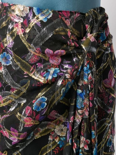 Shop Pinko Floral Print Skirt In Black