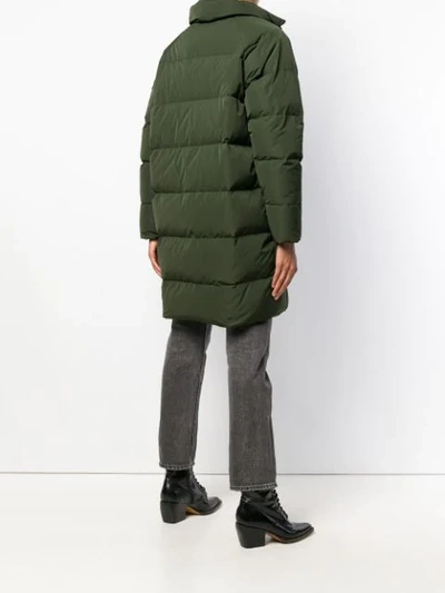 Shop Aspesi Zipped Oversized Padded Coat In Green