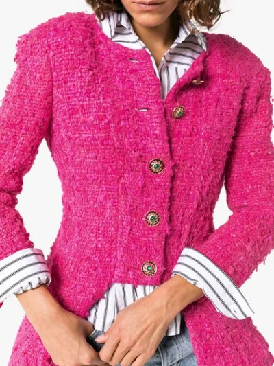 TIGER IN THE RAIN 挖剪设计真丝单排扣西装夹克 - 粉色