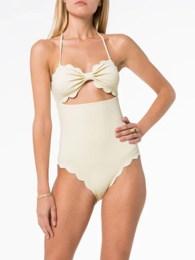 Shop Marysia Scalloped Edge Bandeau Swimsuit - White
