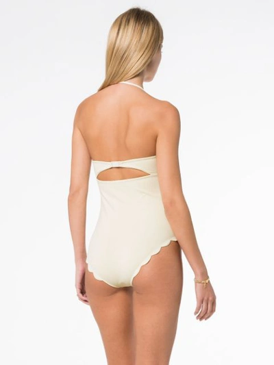 Shop Marysia Scalloped Edge Bandeau Swimsuit - White
