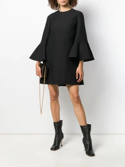 Shop Valentino Bell Sleeve Dress In Black