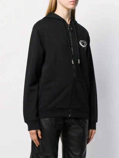 Shop Off-white Graffiti Logo Print Zipped Hoodie In Black White