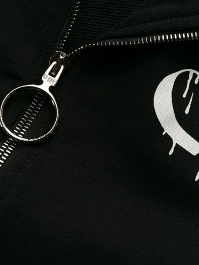 Shop Off-white Graffiti Logo Print Zipped Hoodie In Black White