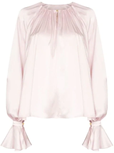 ROKSANDA PIA DRAPED SILK BLOUSE - 粉色