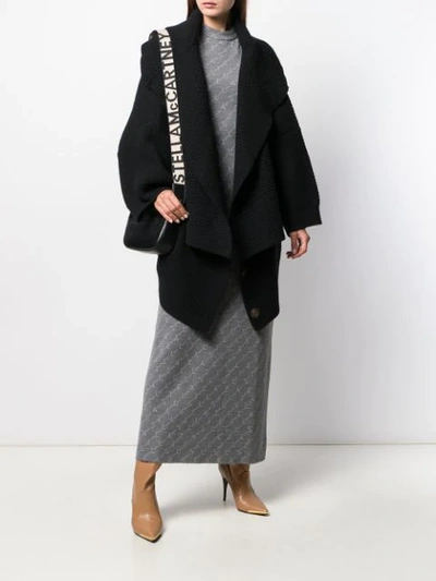 Shop Stella Mccartney Wrap-front Knitted Cardi-coat In Black
