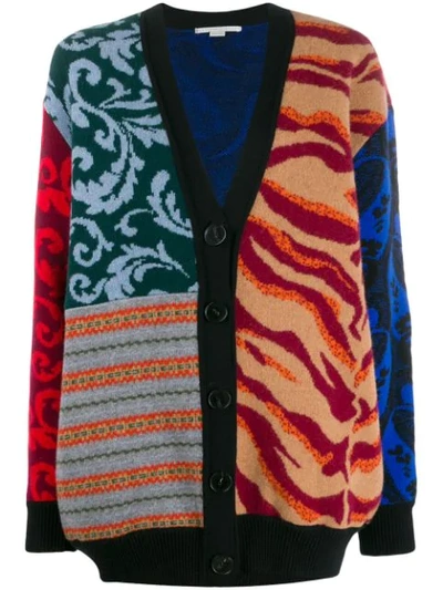 STELLA MCCARTNEY PATCHWORK INTARSIA KNIT CARDIGAN - 大地色