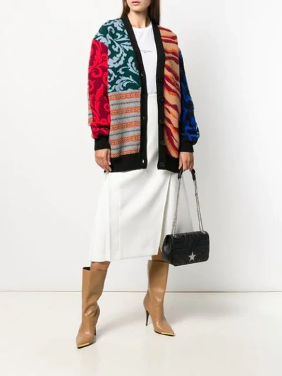 Shop Stella Mccartney Patchwork Intarsia Knit Cardigan In Neutrals