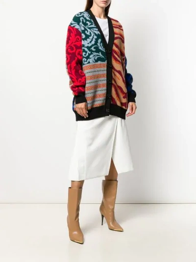 Shop Stella Mccartney Patchwork Intarsia Knit Cardigan In Neutrals