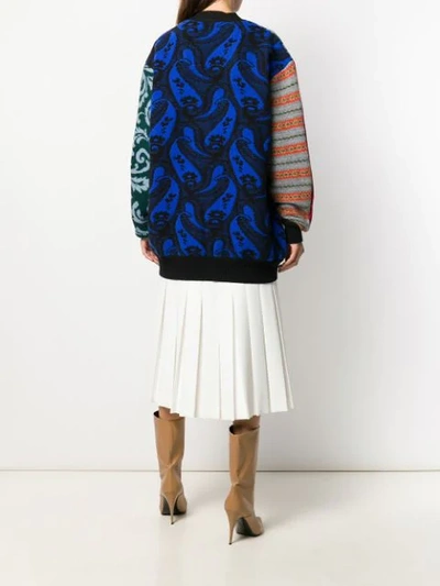Shop Stella Mccartney Patchwork Intarsia Knit Cardigan In Neutrals
