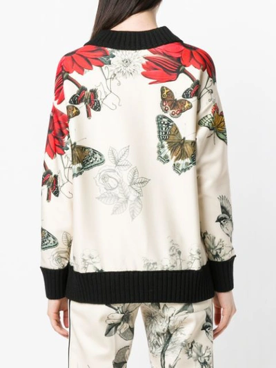 Shop Moncler Knitted Trim Printed Sweatshirt - Neutrals