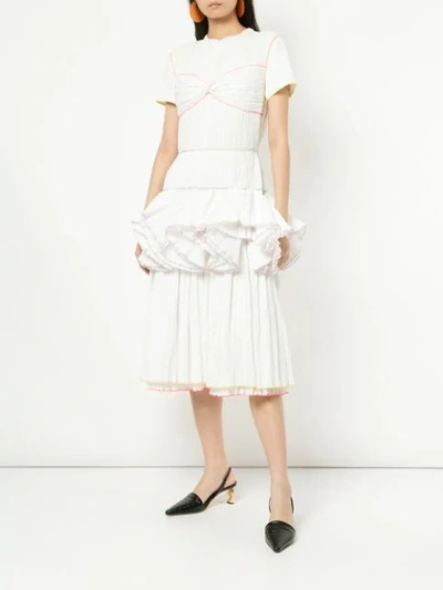 Shop Rosie Assoulin Ruffled Shortsleeved Dress - White