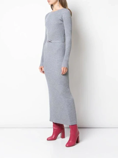 Shop Gabriela Hearst Rib Knit Dress In Grey