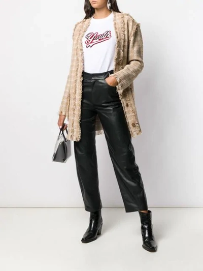 Shop Msgm Checked Tweed Jacket In Neutrals