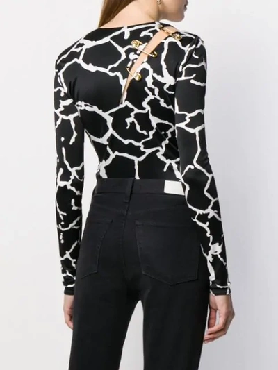 Shop Versace Graphic Print V-neck Bodysuit In Black
