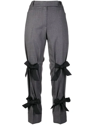 Shop Simone Rocha Cropped Multi-bow Trousers - Grey