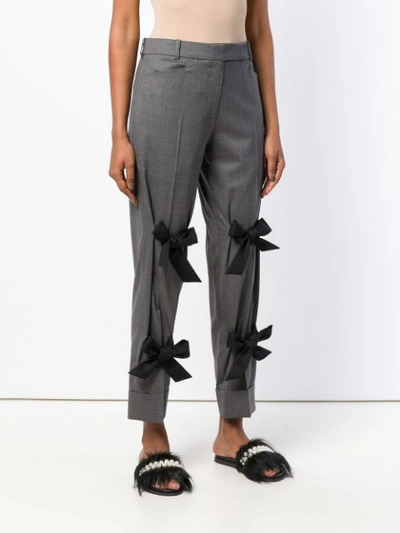 Shop Simone Rocha Cropped Multi-bow Trousers - Grey