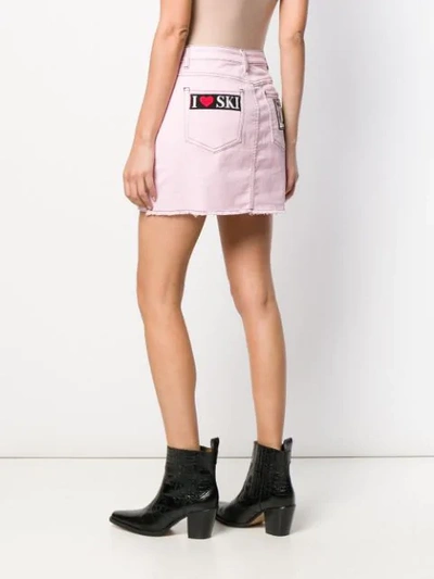 Shop Pinko Denim Mini Skirt In Pink