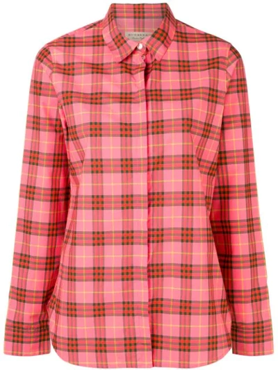 Shop Burberry Checked Button Shirt In Pink