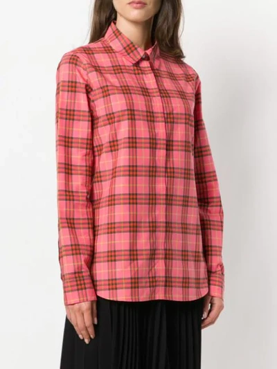 Shop Burberry Checked Button Shirt In Pink