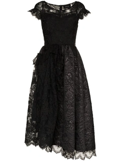 Shop Simone Rocha Short-sleeved Patchwork Lace Dress - Black
