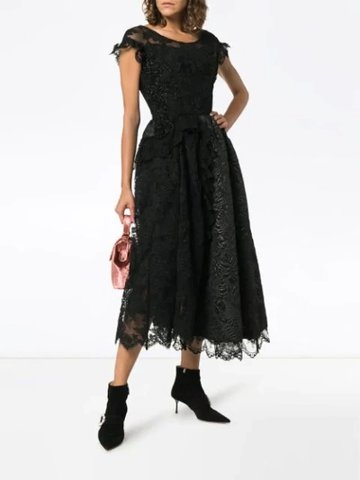 Shop Simone Rocha Short-sleeved Patchwork Lace Dress - Black