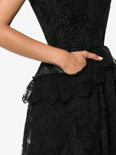 Shop Simone Rocha Short-sleeved Patchwork Lace Dress - Black