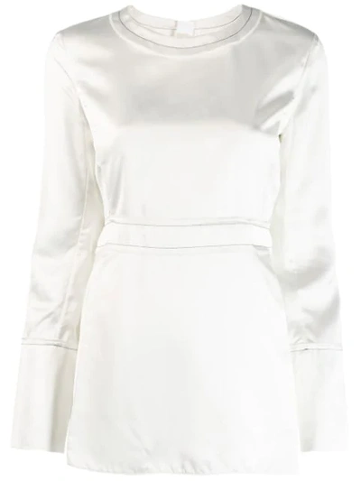 Shop Marni Contrast Stitching Detail Blouse In White